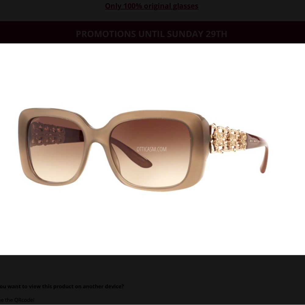 Authentic Bvlgari Sunglasses Taupe Gold Flower Swarovski Crystal 8167-b